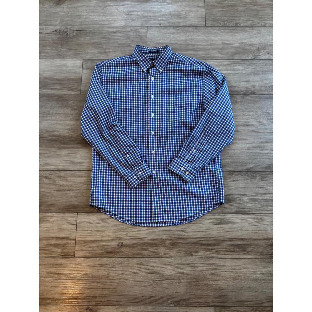 Pendleton Bridgeport Mens Large Blue‎ Gingham Check Cotton Button Down Shirt L